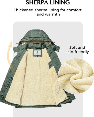 Vista 4 de WenVen - Chaqueta de algodón con capucha para mujer