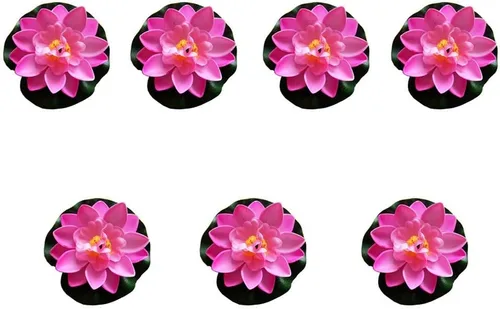 Vista 12 de 7 piezas de 3.9 pulgadas flor de loto artificial flor artificial piscina acuario decoración flor eterna flor artificial (azul)