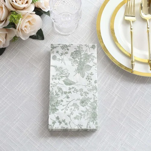 Vista 15 de Efavormart - Paquete de 20 servilletas de papel con estampado de hojas de eucalipto verde con una textura suave de 2 capas absorbente para bodas
