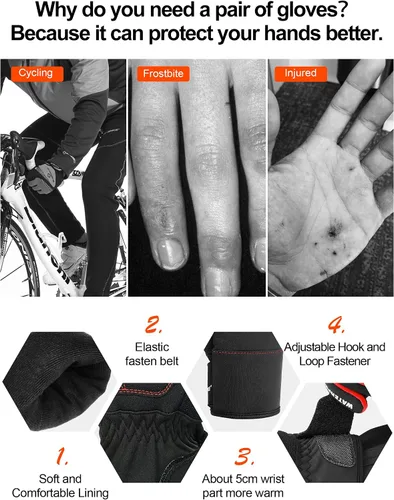 Vista 7 de INBIKE - Guantes de gel para bicicleta de invierno con pantalla táctil para hombre