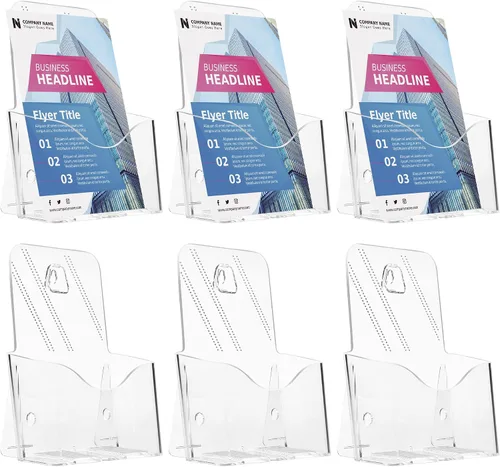 Vista 9 de Paquete de 2 soportes para folletos plegables de acrílico transparente de 6