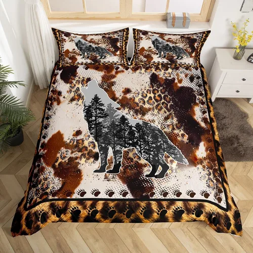 Vista 13 de Juego de funda de edredón de oso para niños, juego de ropa de cama de animales salvajes para niños, naturaleza, vida silvestre, oso, pájaro, juego