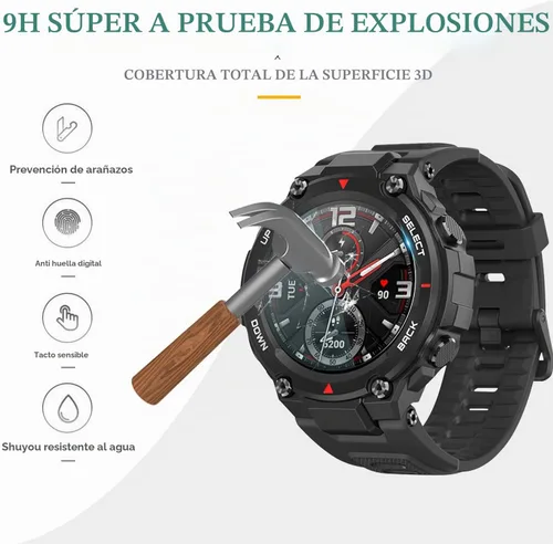 Vista 3 de Diruite Suoman - Paquete de 4 protectores de pantalla para Amazfit T-Rex 2, antiarañazos, dureza 2.5D 9H, película protectora de pantalla de vidrio