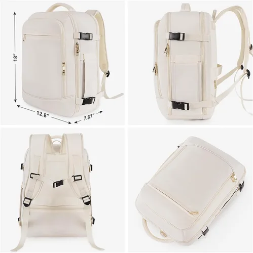 Vista 2 de Rinlist Mochila de viaje grande para hombres y mujeres, mochila de transporte aprobada por la aerolínea TSA, mochila de transporte informal de 40 L