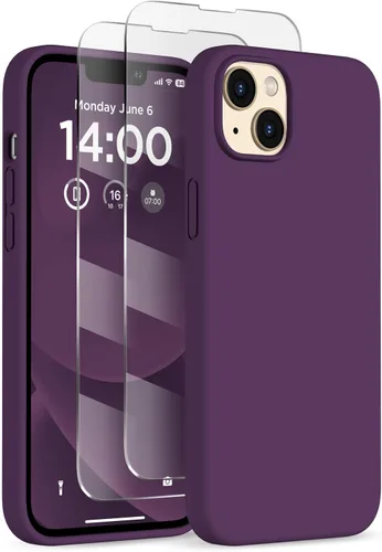 Vista 17 de Funda de silicona diseñada para iPhone 14 Plus, con 2 protectores de pantalla, funda protectora de cuerpo completo a prueba de golpes, funda delgada
