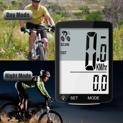 Vista 3 de Computadora inalámbrica para bicicleta, 20 multifunciones, velocímetro de bicicleta impermeable real, odómetro de ciclismo con pantalla LCD grande
