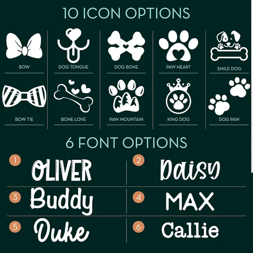 Vista 2 de Amazing Items Placa de identificación de perro grabada de acero inoxidable, 5 formas y 4 colores, grabada en ambos lados, presonalizada con 10
