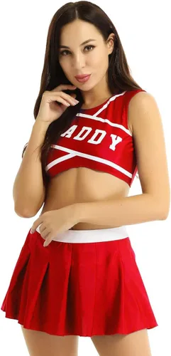 Vista 2 de CHICTRY Disfraz de colegialas adultas para mujer, uniforme recortado, chaleco y faldas plisadas