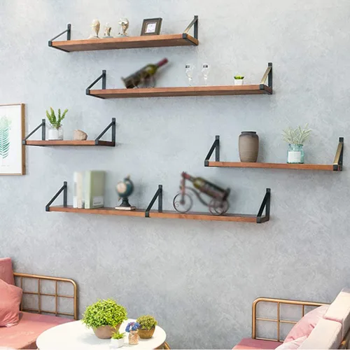 Vista 7 de Creative Load-Bearing - Soportes para estante de pared de hierro forjado con forma de triángulo, de madera, para sala de estar, TV, estantería