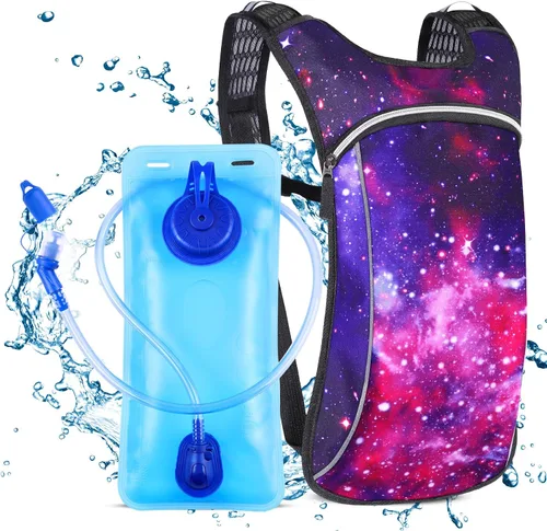 Vista 11 de KUYOU Rave Hydration Pack, Hydration Backpack with 2L Hydration Bladder, Festival Essential Water Backpack for Hiking, Running, Cycling, and Music
