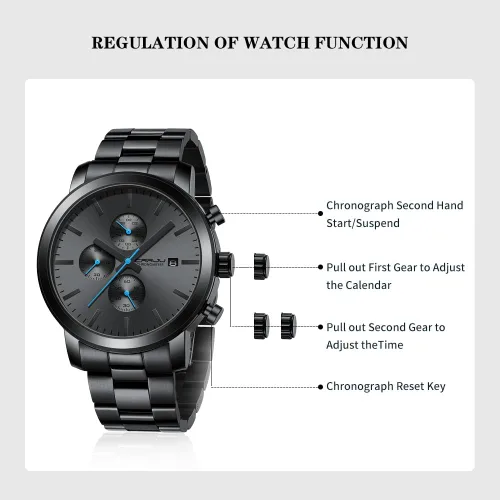 Vista 7 de CRRJU Mens Stylish Casual Quartz Watches for Men Luxury Waterproof Calendar Chronograph Japan Movement Wristwatches