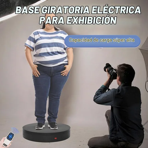 Vista 7 de Tocadiscos motorizados con control remoto, soporte giratorio motorizado resistente, plataforma giratoria ajustable de velocidad, tocadiscos
