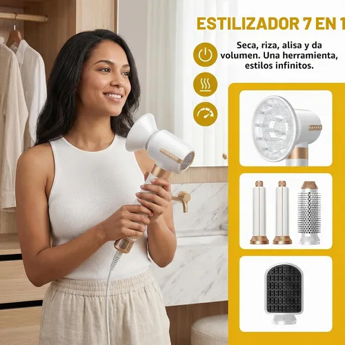 Vista 2 de Nora Styler Multi-Styler Pro 7 en 1, moldeador iónico de cabello de aire caliente para rizar, alisar, secar y dar volumen, herramienta profesional