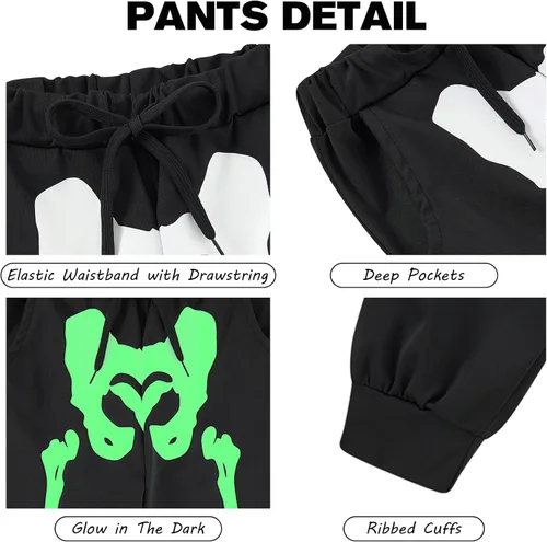 Vista 4 de TUONROAD Conjunto de pantalones con capucha y capucha para niños y niñas de 5 a 12 años