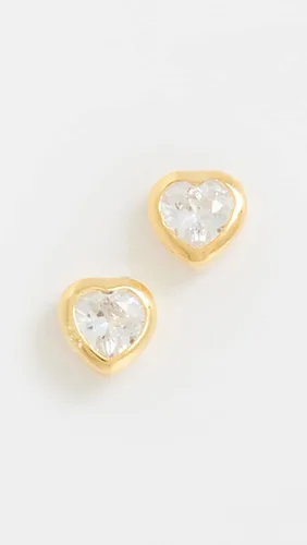 Vista 2 de By Adina Eden Aretes solitarios con bisel de corazón para mujer