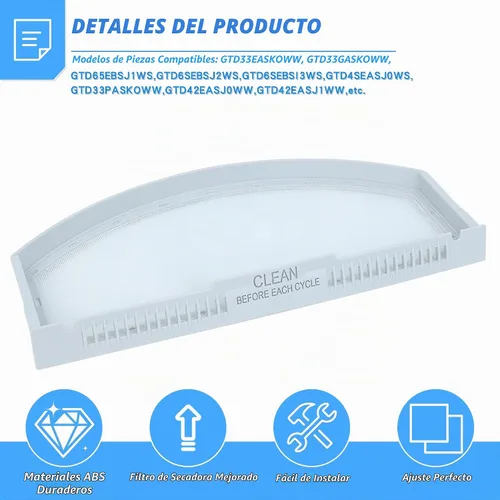 Vista 4 de WE03X23881 Kit de reemplazo de filtro de pelusa para secadora GE, con manguera de vacío