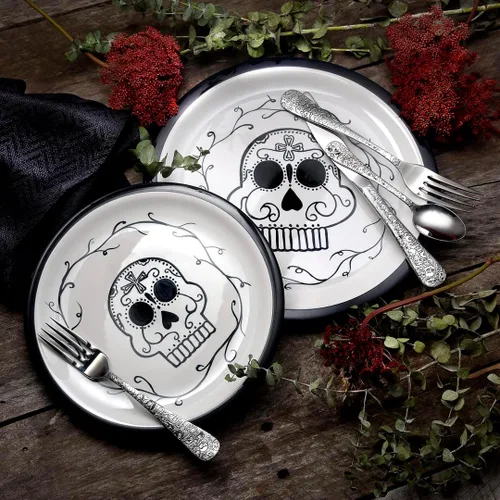 Vista 3 de Liberty Tabletop Calavera (Skull) - Juego de cubiertos (20 piezas) para 4 cubiertos 18/10, fabricado en Estados Unidos