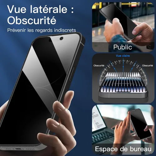 Vista 41 de NEW'C Paquete de 3 protectores de pantalla de privacidad para iPhone Air/iPhone 17 Air (6.5 pulgadas), película de vidrio templado antiespía