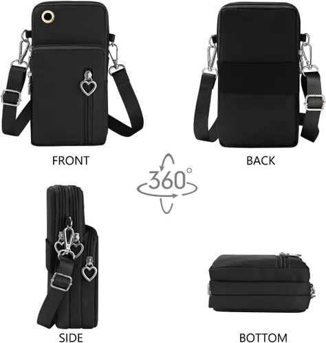 Vista 4 de Cartera cruzada de nailon - Monedero para teléfono de viaje, bolsa de hombro, bolsa de brazo