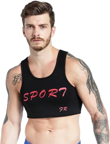 Vista 2 de IYUNYI Chaleco de neopreno para hombre, correa de soporte para el pecho, equipo de protección, fitness, deportes, prevención y recuperación