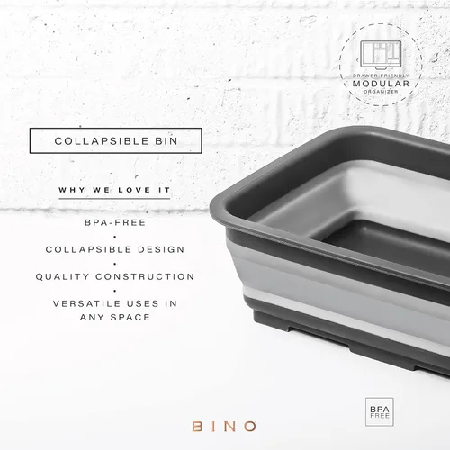 Vista 2 de BINO Lavabo plegable – Gris Tina portátil Cocina Camping Fregadero Artículos esenciales para el hogar Viaje de bebé Plato plegable