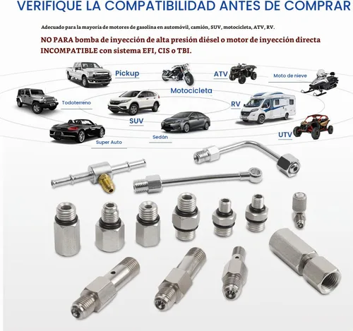 Vista 3 de Kit Lichamp de Prueba de Presión de Combustible Automotriz, Manómetro de Diagnóstico de Bomba de Combustible y Riel con Adaptadores, Manguera