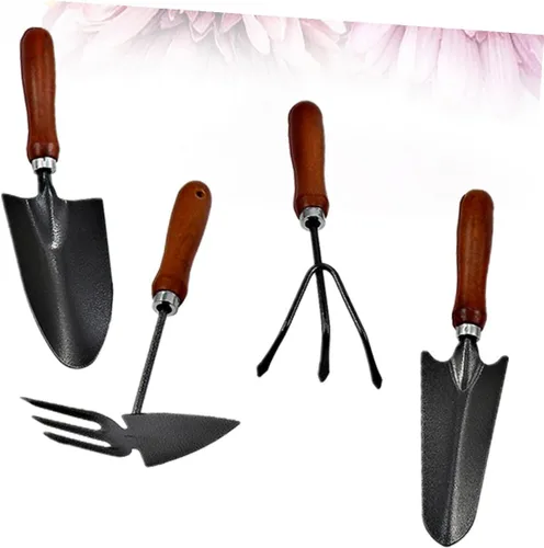 Vista 3 de NUOBESTY 4pcs Thickened Mini Iron Shovel Garden Tool Set with Handles Planting and Weeding Spade Kit for Seedling Transplanting and Cultivating