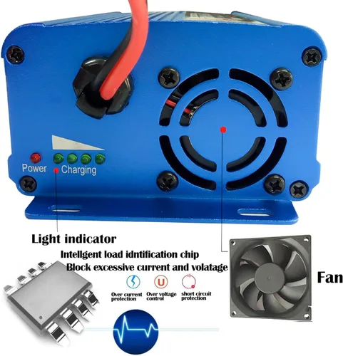 Vista 6 de Unocho Mantenedor de cargador de batería de 24V 5A Cargador inteligente de plomo-ácido de 4 etapas con conector XLR de 3 pines interruptor