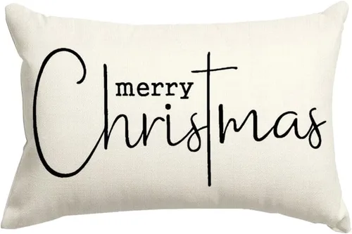 Vista 13 de RABUSOFA Fundas de almohada de Navidad con mensaje de Feliz Navidad, decoraciones para el invierno, fundas de almohada decorativas, fundas