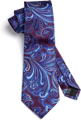 Vista 20 de HISDERN Corbatas para hombre, corbata de cachemira y bolsillo cuadrado tejido clásico floral para hombre, corbata de fiesta de boda