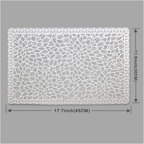 Vista 3 de juego de 6 manteles individuales impermeables para mesa de comedor, lavables con un paño