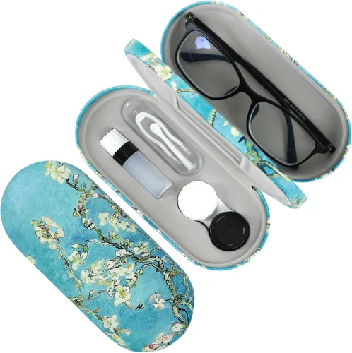 Vista 8 de Estuche 2 en 1 para Lentes de Contacto y Anteojos para Mujeres, Hombres y Niños, Estuche Duro Portátil de Doble Cara para Anteojos de Viaje