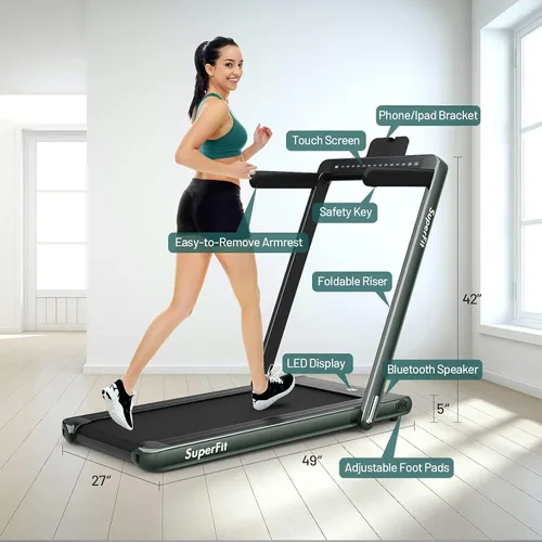 Vista 7 de GYMAX Almohadilla para caminar, pantalla LED dual 2 en 1, caminadora para debajo del escritorio para el hogar con control remoto y aplicación
