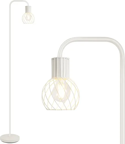 Vista 11 de Lámpara de pie industrial, lámpara de pie plateada antigua moderna con bombilla LED de 6 W, interruptor de pie, lámparas altas de metal para sala