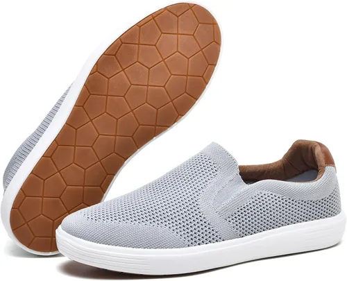 Vista 2 de konhill Zapatos deportivos sin cordones para hombre, mocasines de punto, informales, para caminar, conducir, trabajo, zapatos de espuma