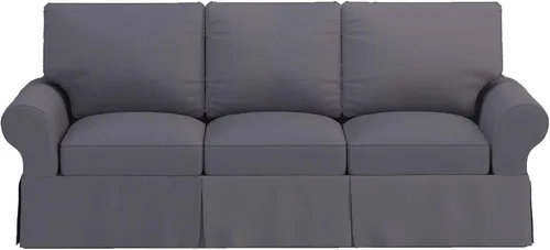Vista 5 de Funda de sofá de algodón compatible con Pottery Barn Basic funda para sofá Gris Oscuro