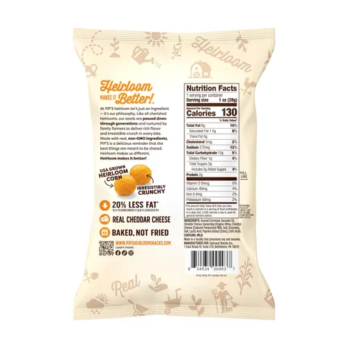 Vista 2 de Bolas de Queso Cheddar de Heirloom Pip's Snacks - Cheddar 1oz 24 unidades - Aperitivos Saludables, Aperitivos Sin Gluten, Paquetes de Aperitivos