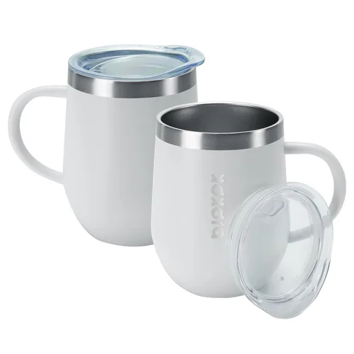 Vista 15 de BJPKPK 2 tazas de café aisladas, vaso aislado de 14 onzas con tapa, tazas de café de acero inoxidable con tapa a prueba de salpicaduras, color negro