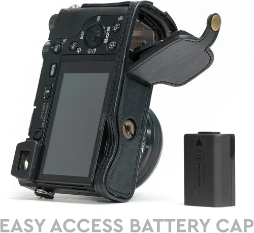 Vista 8 de MegaGear Ever Ready - Funda de piel para cámara compatible con Sony Alpha A6300, A6000