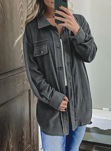 Vista 4 de Astylish Chaqueta casual de manga larga para mujer con bolsillos
