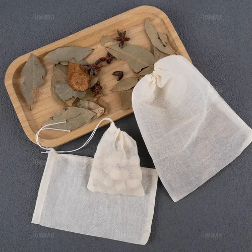 Vista 5 de AUEAR, Paquete de 30 bolsas reutilizables de algodón con cordón para sopa, bolsa de especias, bolsa de filtro de té, bolsas de muselina