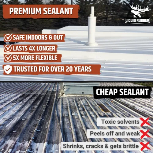 Vista 4 de Liquid Rubber Sellador de techo de color: revestimiento impermeable elastomérico para techos planos, de baja inclinación y metal, membrana flexible