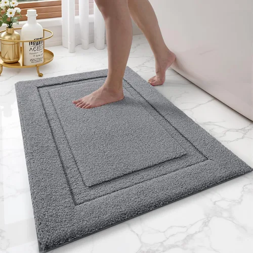 Vista 33 de LUMI Alfombras de baño ultrasuaves antideslizantes con parte trasera de goma, absorbente y lavable, de secado rápido, alfombra de felpa de Beige