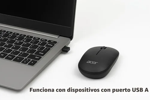 Vista 2 de Acer Ratón de computadora inalámbrico, ratones USB delgados de 2.4G con receptor USB-A, óptico de 1600 DPI, ratón para portátil con conexión plug