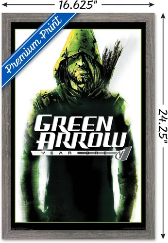 Vista 3 de Trends International DC Comics - Póster de pared con diseño de flecha verde, año uno, 14.725 x 22.375 pulgadas, versión enmarcada de madera