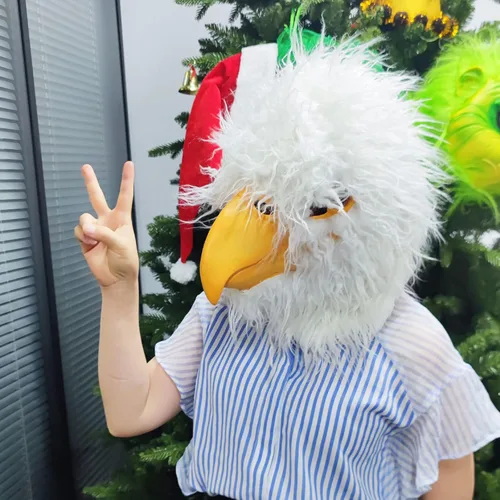 Vista 4 de Halford Eagle Mask, Funny White Hawk Head Mask, Novelty Adult Latex Face Mask for Cosplay Party Props