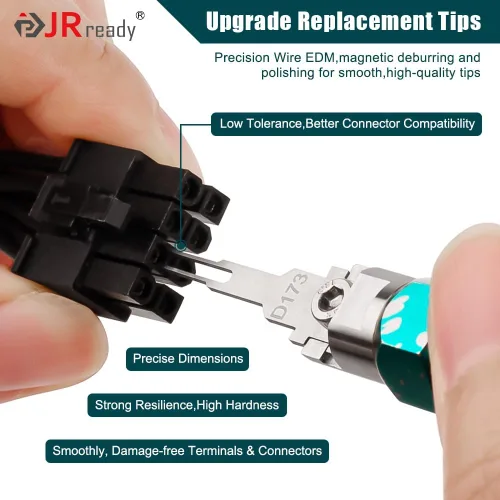 Vista 3 de JRready ST5255-05 Kit de herramientas extractoras de pines Herramienta de extracción de terminales con 5 puntas de repuesto para Molex Mini-Fit Jr.