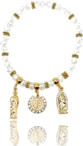 Vista 2 de Pulsera Virgen María/San Juda/San Benito/Lady Guadalupe Bautizo Favor/Recuerdos de Bautizo/Quinceañera/Baby Shower