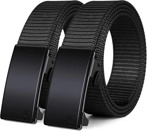 Vista 11 de WONDAY Paquete de 2 cinturones de trinquete para hombre, cinturones de nailon con hebilla de liberación rápida para golf, trabajo, uso táctico casual