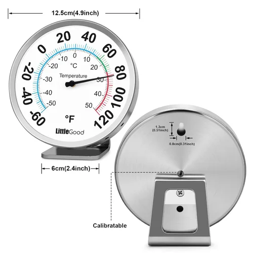 Vista 2 de Termómetro analógico de 5 pulgadas para interiores y exteriores, termómetro analógico para actualización de temperatura, termómetros de pared